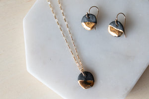 Necklace Black Disc Chain